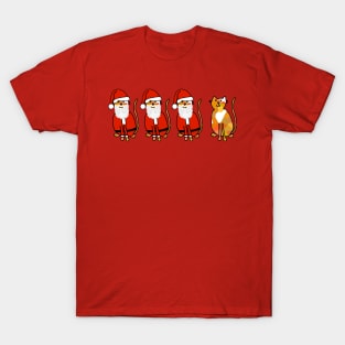 Three Santa Cats and a Christmas Kitty T-Shirt